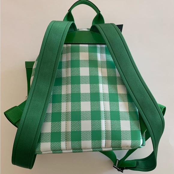 Kate Spade Sam Icon Green Gingham printed small Backpack NWT - Picture 7 of 9